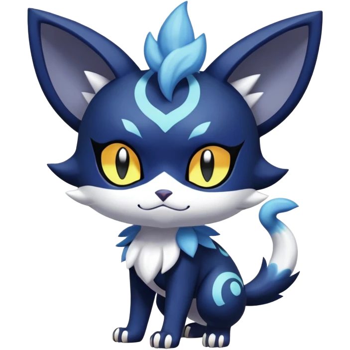 Shiny Exotic Badass Colorful Ethereal Royal Mysterious Gothic Meowstic-Litten-Noibat-Pokémon-Fakémon-hybrid-creature (full body) with random pattern-markings emoji