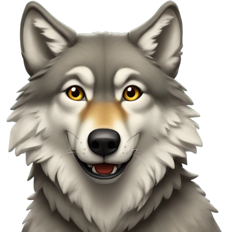 Wolf looking up after feasting on a meal of elk emoji