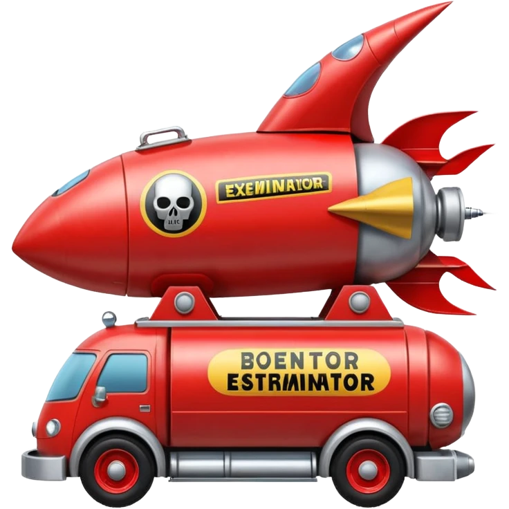 Heroic SuperBug Ron’s exterminator superminator antique rocket-powered tall robot moving van (motto: Bombing creepy bugs is fun) emoji