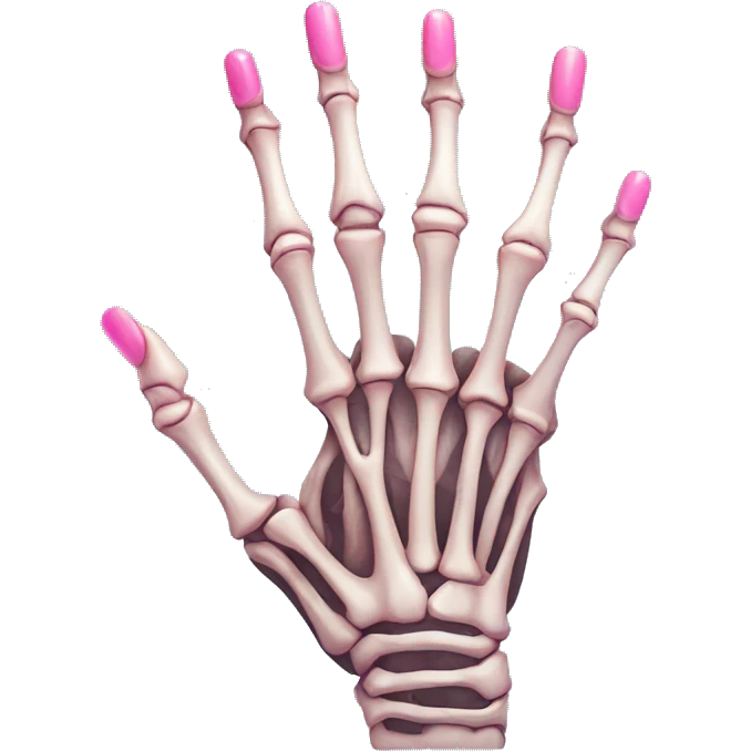 skeleton hand with long pink nails emoji