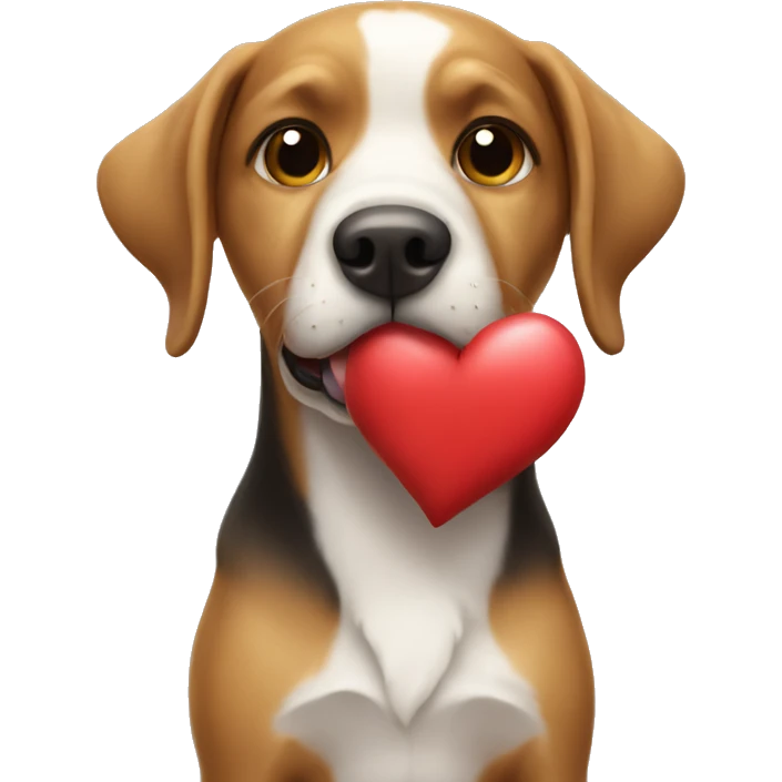 dog with a big heart emoji