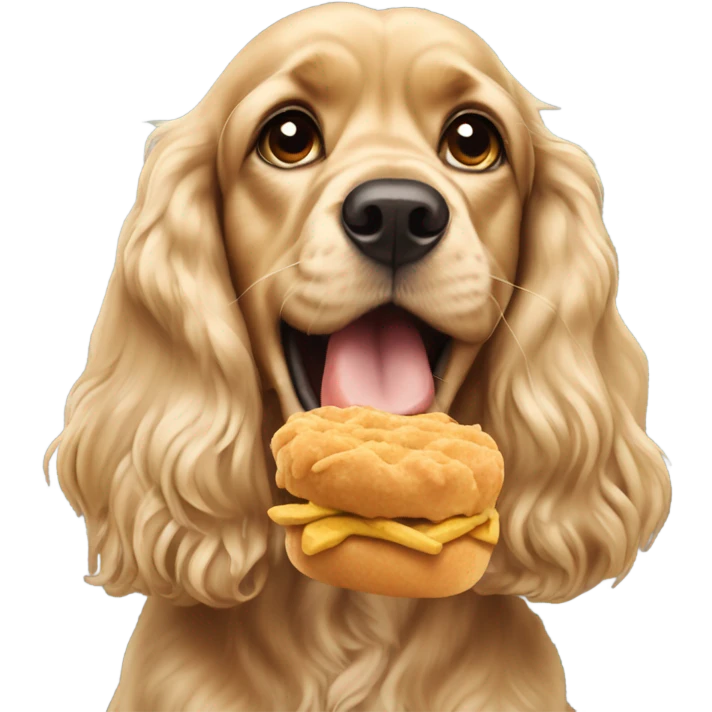 blonde Cocker spaniel eating emoji