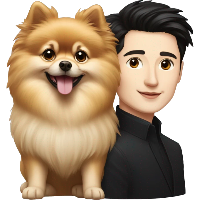 Pavel Durov and long hair Pomeranian dog, heart emoji