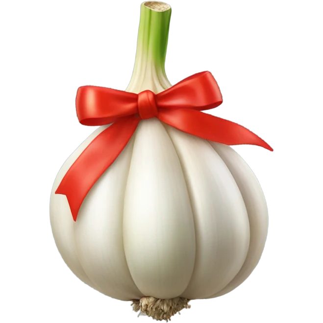 Garlic with a bow and lipstick  emoji