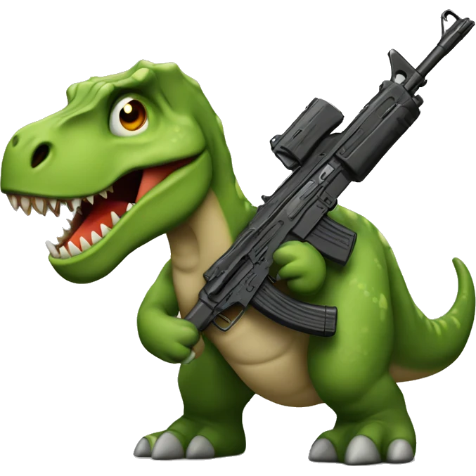 Dinosaur with a AK47 emoji