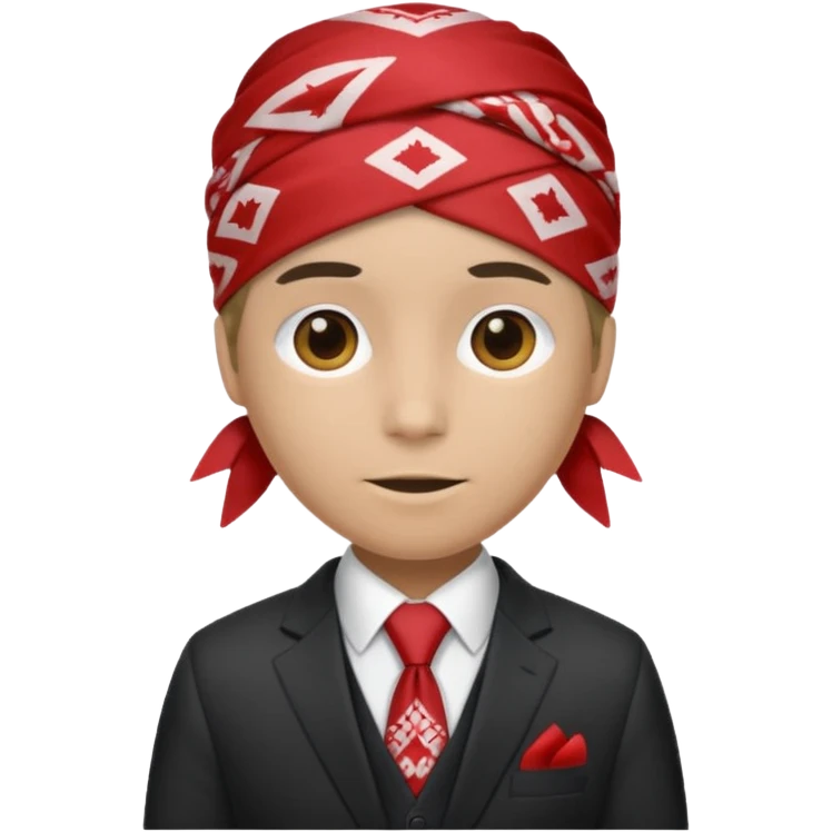 Character wearing a bandana and a suit emoji