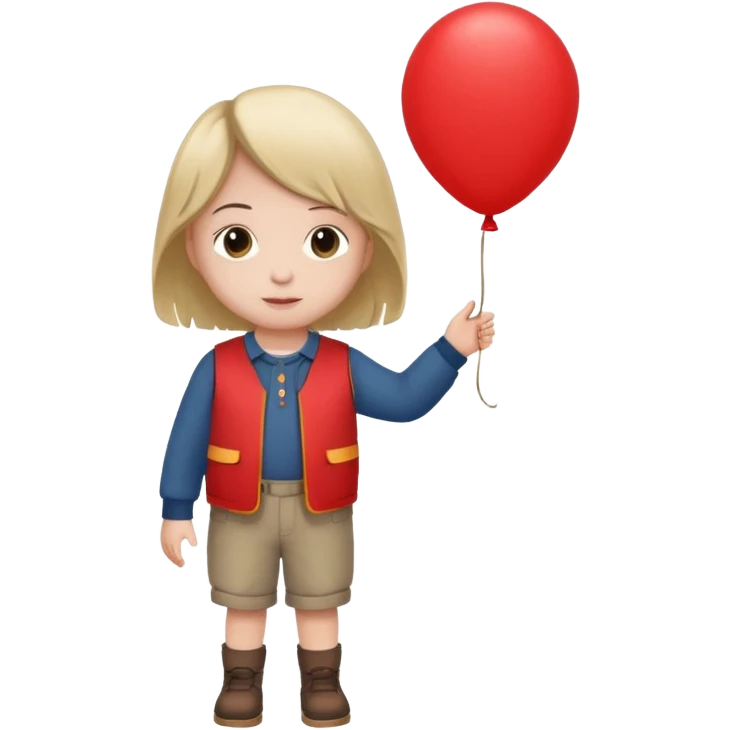 Child + balloon, Park Visitor, with park background, cicrle style frame. emoji