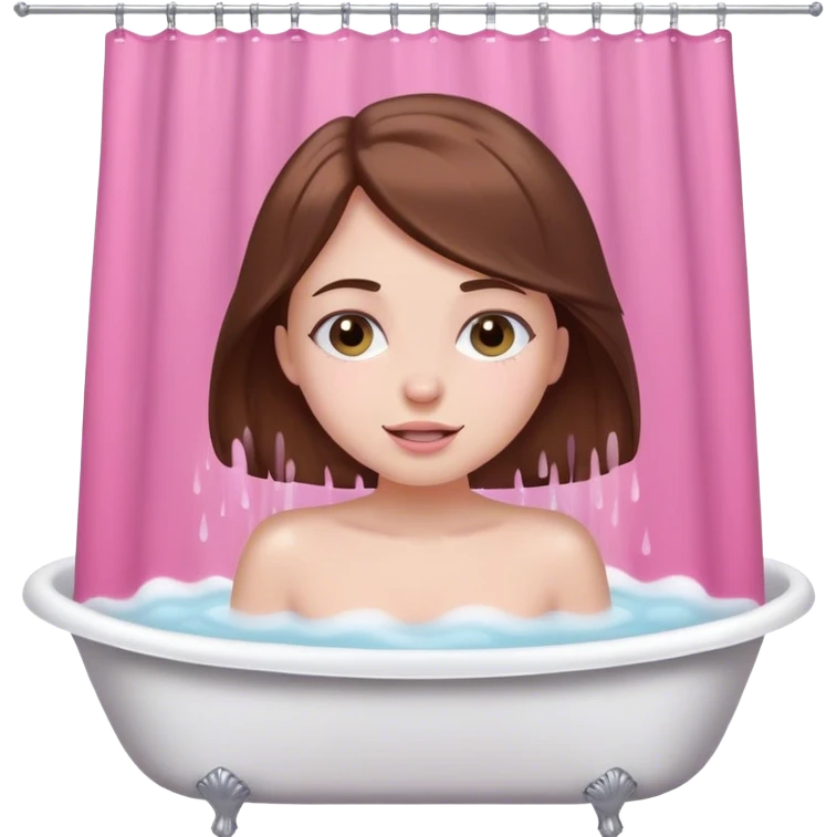 pale Girl with brown hair and bath shower pink emoji