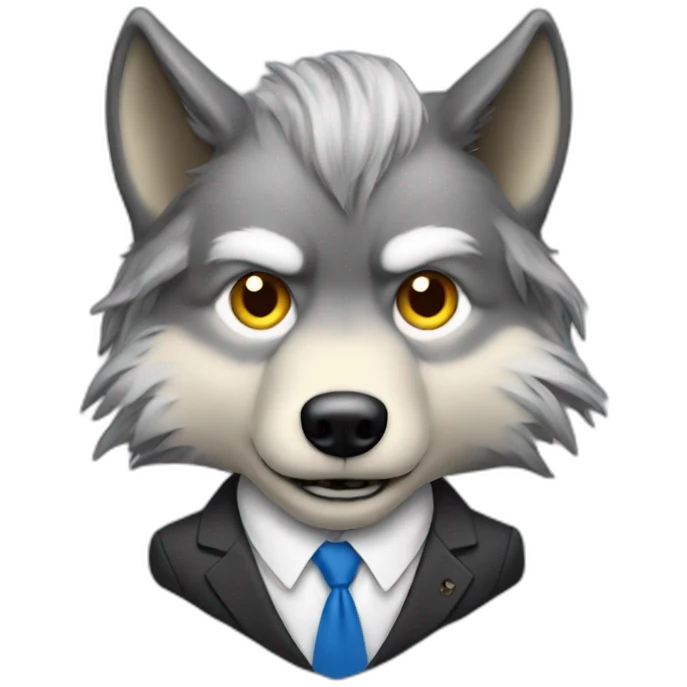 Donald Trump as a wolf with wig and suit emoji