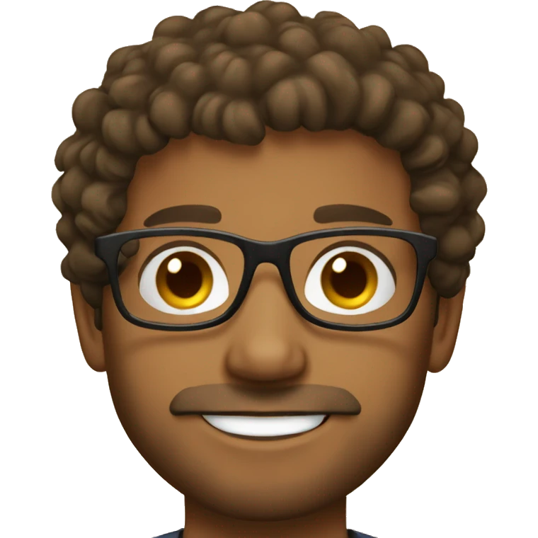 young father with glasses, brown curly hair, olive skin, native beard emoji