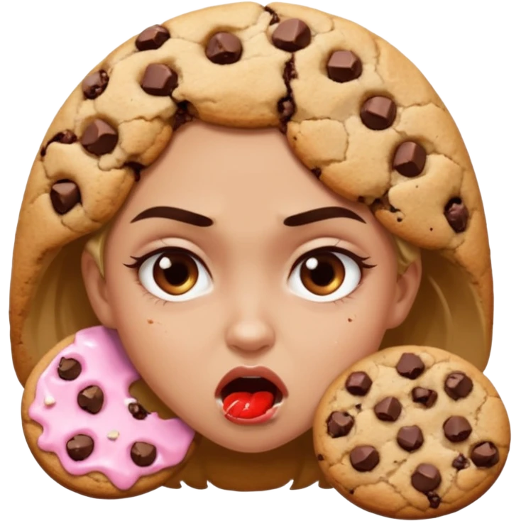 Angry gurls that’s eating a lot of cookies emoji