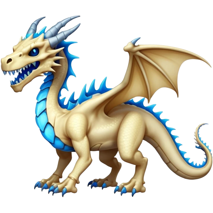 an electric bone dragon with blue teeth (full body) emoji