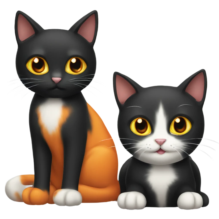 black cat and orange cat emoji