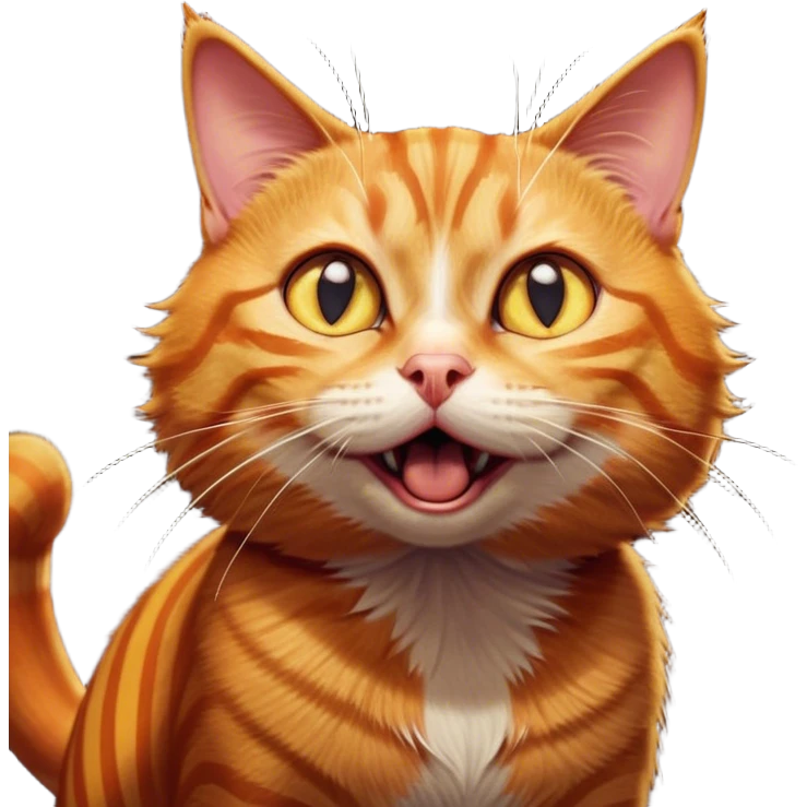 Cinematic Comical Ginger Tabby Cat Portrait Emoji, Head tilted dramatically with an exaggeratedly shocked or offended expression, sleek orange-brown fur with bold tabby stripes, wide amber eyes filled with exaggerated disbelief, Simplified yet hilariously expressive features, highly detailed, glowing with a slightly sassy glow, high shine, dramatic yet playful, stylized with an air of attitude, bright and endearing, soft glowing outline, capturing the essence of a sassy and over-the-top feline, so meme-worthy it feels like it could side-eye its way into internet fame instantly! emoji