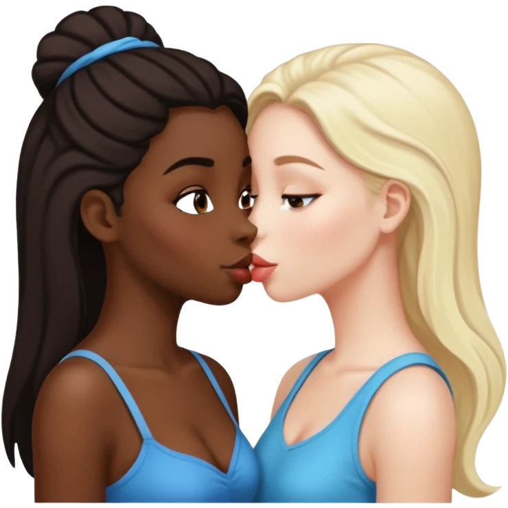 Black girl white girl kissing emoji