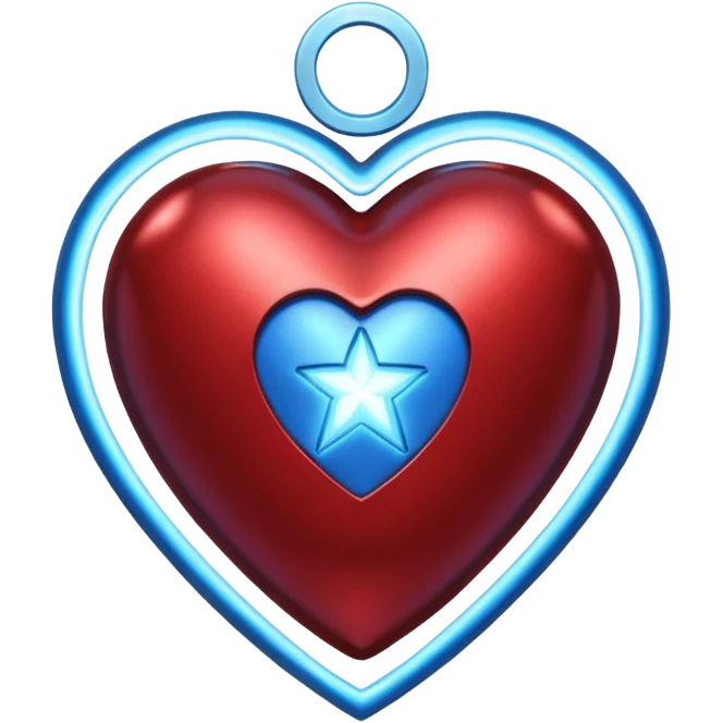 A red Iron Man heart with a glowing blue star in the center emoji