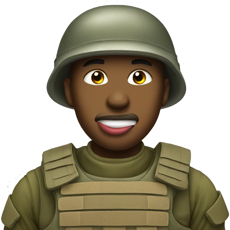 soldier shows his tongue emoji