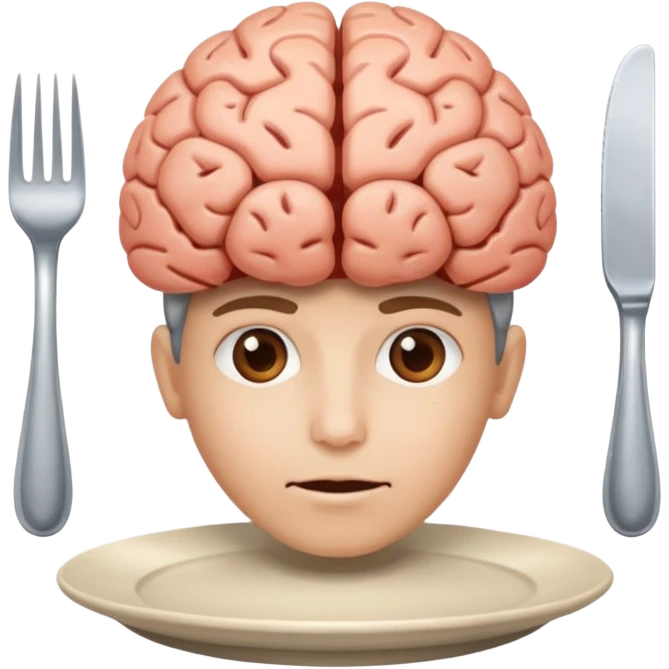 Brain on a plate next to head  emoji