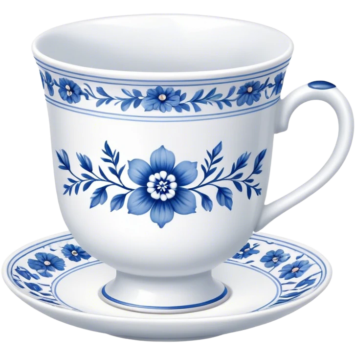 Cute porcelain teacup white and blue emoji