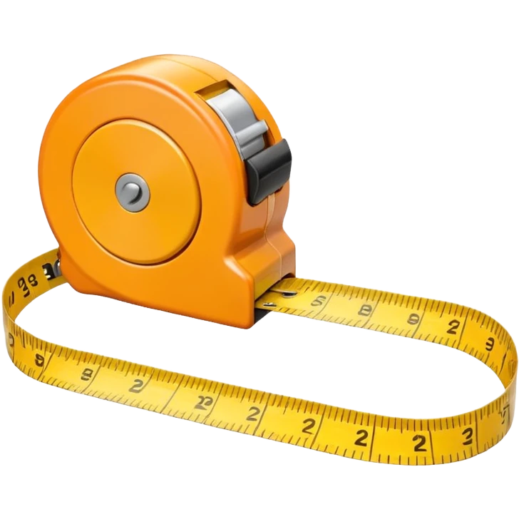 Flat vector illustration of a rolled measuring tape in yellow and orange color, simple bold outlines, minimal shading, emoji style, centered on white background. should look like emoji emoji