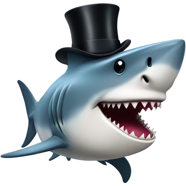 Shark with a top hat emoji