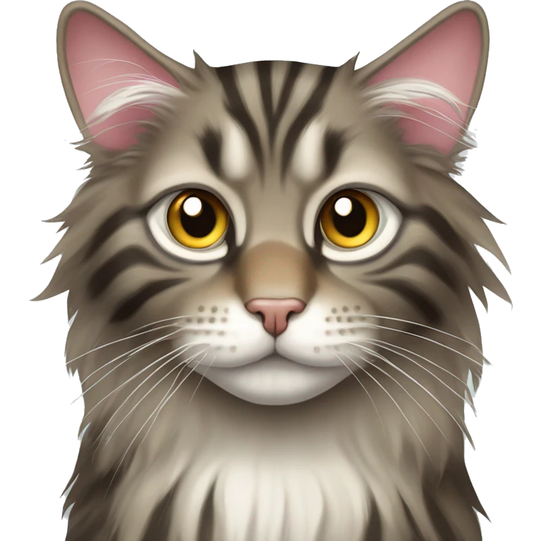 Striped Maine Coon cat with slanting eyes emoji