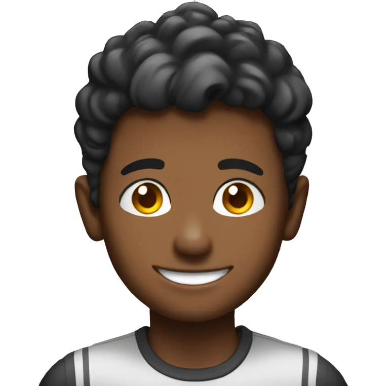 smiling boy against brick wall emoji