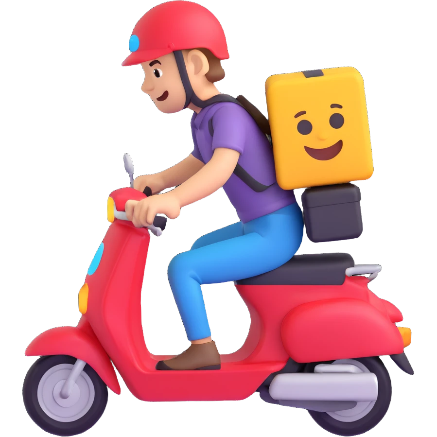 courier riding a moped, simple and clear, emoji style emoji