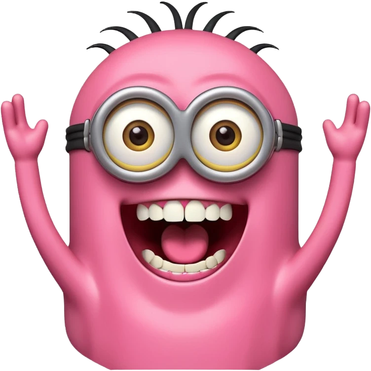 A pink screaming minion emoji
