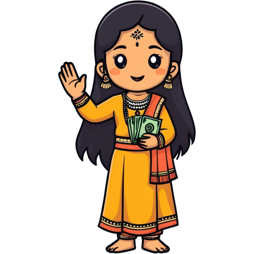 Indian girl wanting money emoji