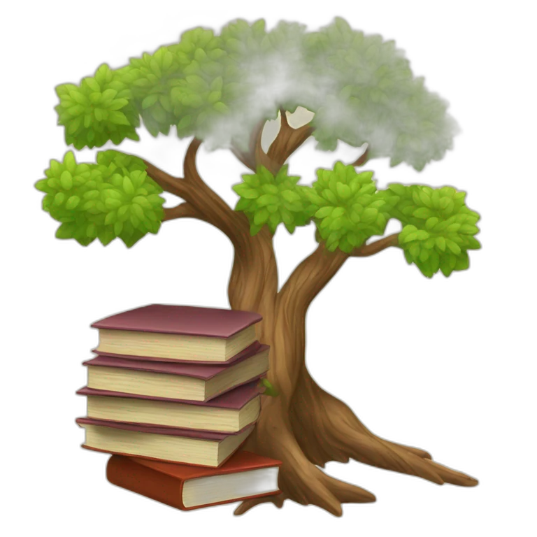 tree and books emoji