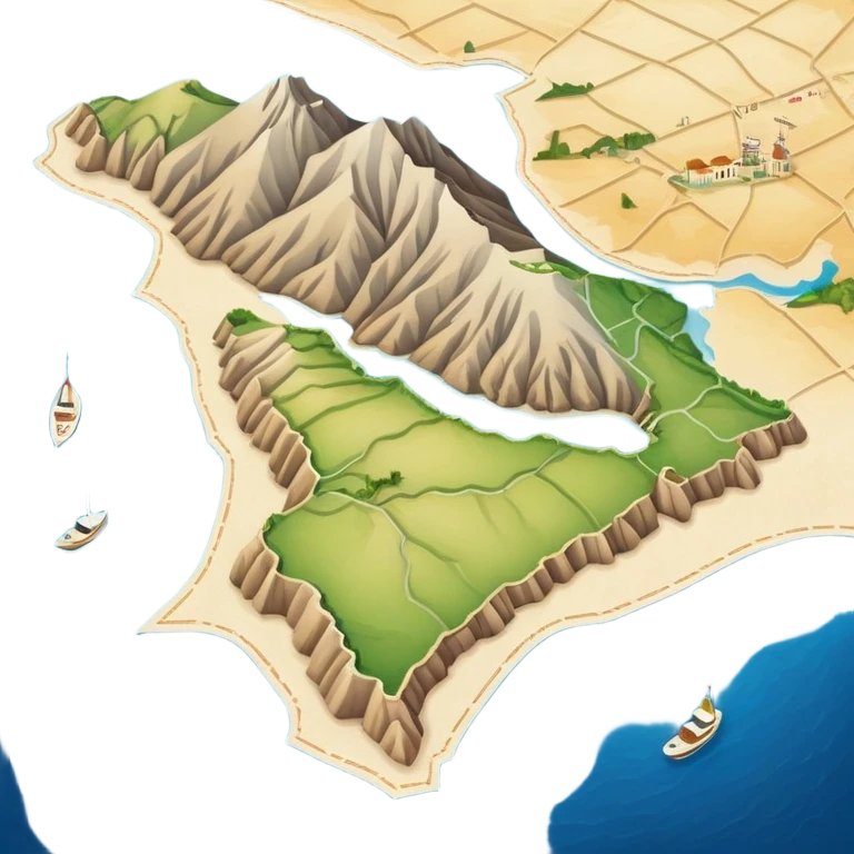 simple paper map of Sicily island, cartographic view, no buildings emoji