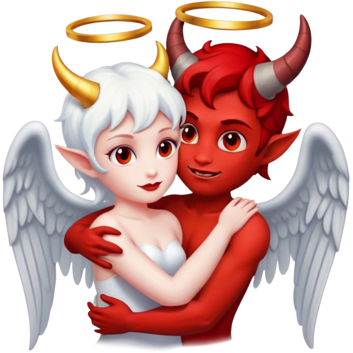 Devil and angel hugging  emoji