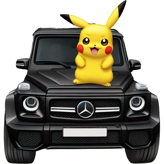 Pikachu wearing black adidas track suit next to a Mercedes G wagon emoji