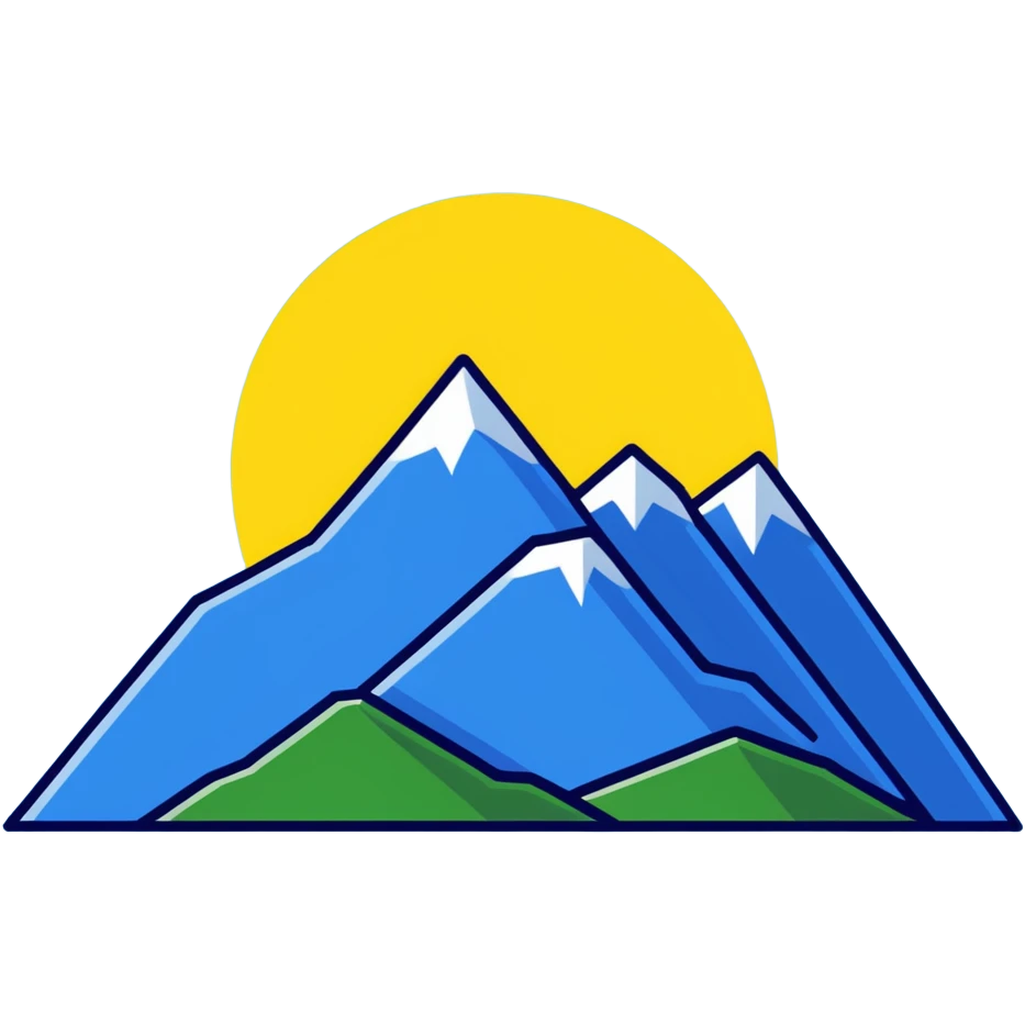 A yellow eight-pointed star with wide points and a simple mountain silhouette in the center of the star emoji