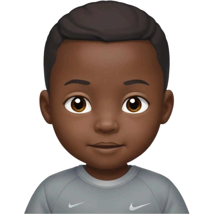 a little black baby with serious facial expression wearing a gray nike tech emoji