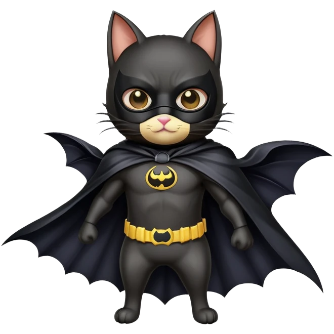 bat man cat with cape and mask emoji