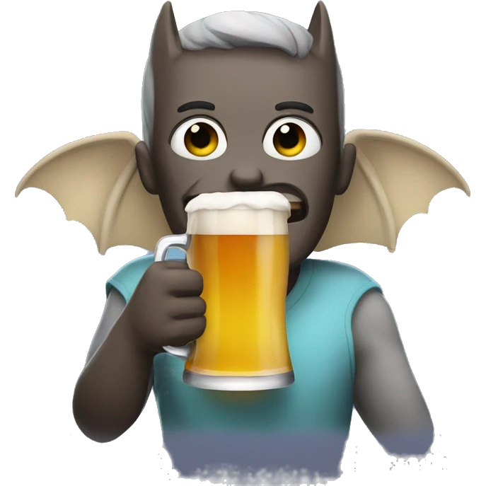 Batban drinking a beer emoji