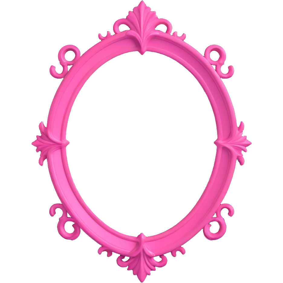 minimal 3D gothic mirror with pink accent, simple and mysterious emoji