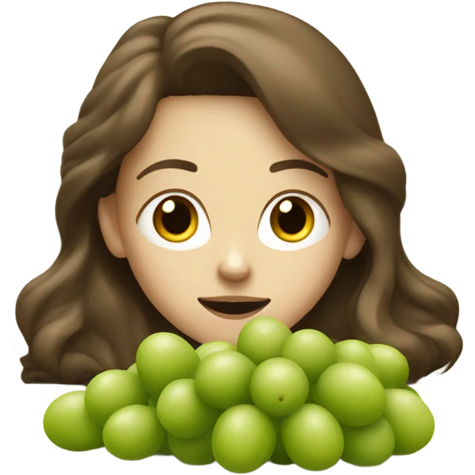 Brown haired white Girl eating green grapes lying on the couch emoji