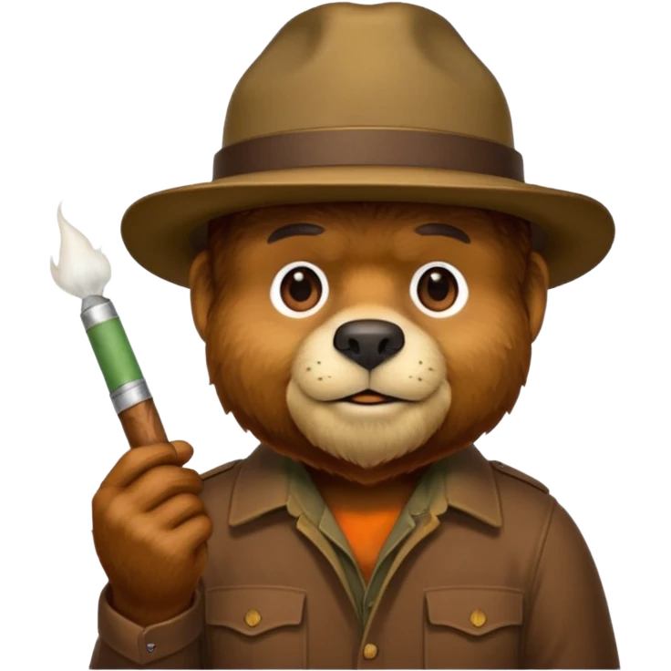 Smokey the bear with a joint emoji
