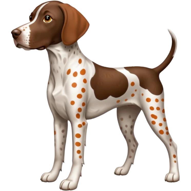white and orange spotted german short haired pointer no tail emoji