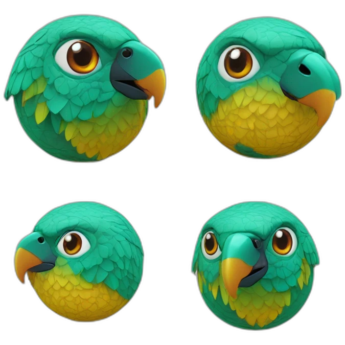 3d sphere with a cartoon Parrot skin texture with Eye of Horus emoji