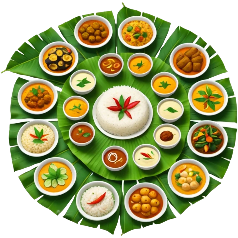 Kerala sadhya in large long banana leaf emoji