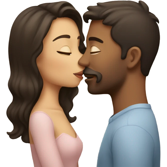 Brunette couple kissing  emoji