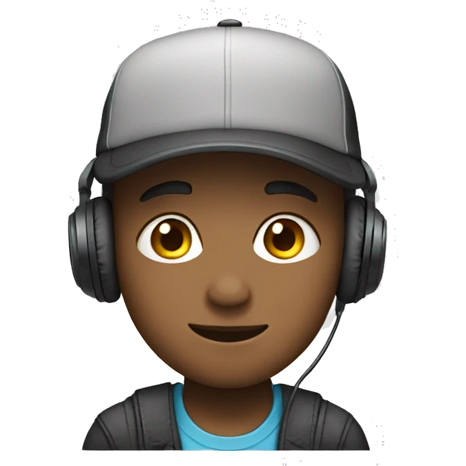 A boy wearing cap and headphones  emoji