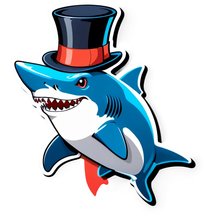 Shark with a top hat emoji