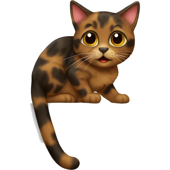 Tortoiseshell cat climbing a wall emoji