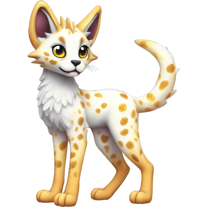 Cute Kawaii Epic Ethereal Sparkly Colorful Sergal-Serval-Vernid full body emoji