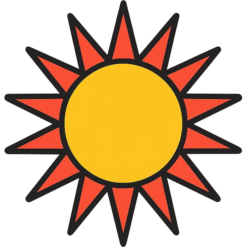 bold, graphic style Kurdish sun symbol emoji